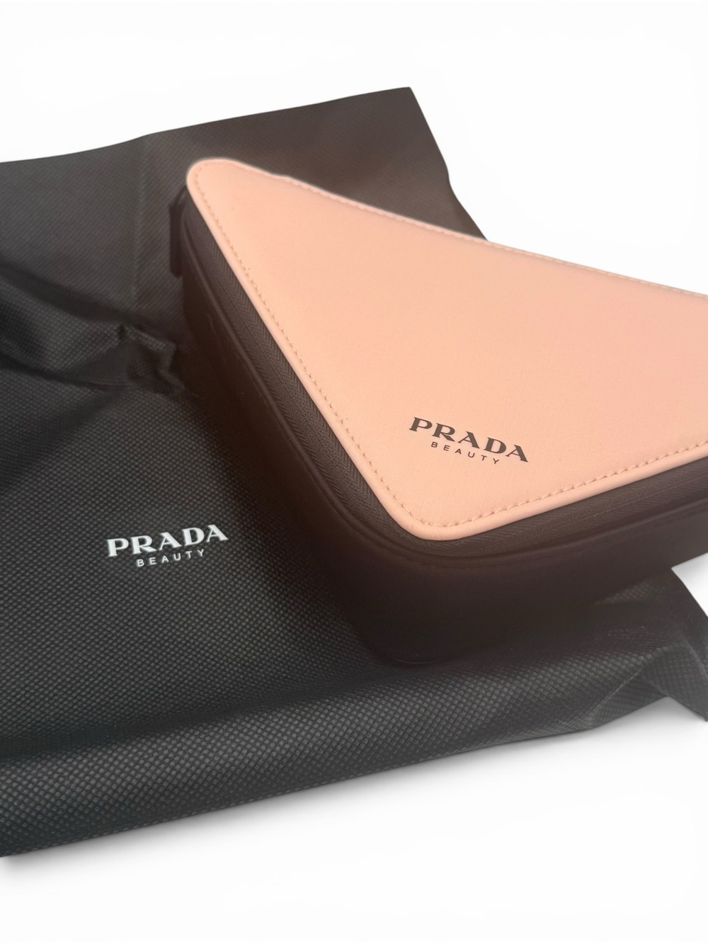 Prada Triangular Cosmetic Case in Pink and Black